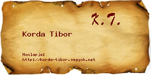 Korda Tibor névjegykártya